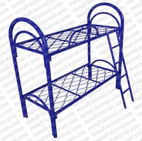 Кровать металлическая двухъярусная усиленная (2 перемычки + двойная ножка) с лестницей и ограждением Сетка прокатная пружина ‘3КС-3У’
