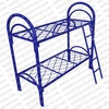 Кровать металлическая двухъярусная усиленная (2 перемычки + двойная ножка) с лестницей и ограждением Сетка прокатная пружина ‘3КС-3У’